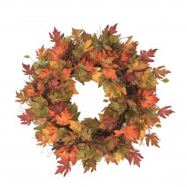 30 in. Unlit Artificial Harvest Maple Leaves Wreath