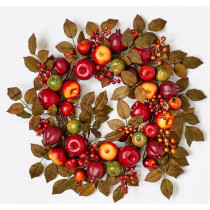 24 in. Mixed Apple Pomegranate and Leaf Wreath on Natural Twig Base