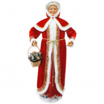 Fraser Hill Farm 58 in. Christmas Dancing Mrs. Claus with Hooded Cloak and Basket