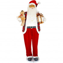 Fraser Hill Farm 58 in. Christmas Dancing Santa with Teddy Bear and Gift