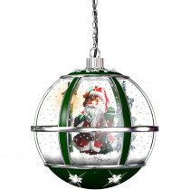 Fraser Hill Farm 13 in. Hanging Musical Globe in Green Featuring Santa Scene and Snow Function