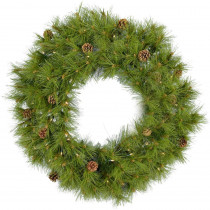 Fraser Hill Farm 36 in. Eastern Pine Artificial Holiday Wreath with Clear Battery-Operated LED String Lights