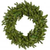 Fraser Hill Farm 36 in. Grandland Artificial Holiday Wreath with Clear Battery-Operated LED String Lights
