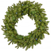 Fraser Hill Farm 36 in. Grandland Artificial Holiday Wreath with Multi-Colored Battery-Operated LED String Lights