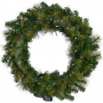 Fraser Hill Farm 36 in. Southern Peace Artificial Holiday Wreath with Clear Battery-Operated LED String Lights