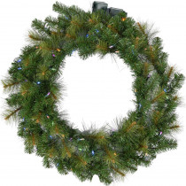 Fraser Hill Farm 36 in. Southern Peace Artificial Holiday Wreath with Multi-Colored Battery-Operated LED String Lights
