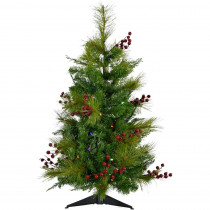 Fraser Hill Farm 4.8 ft. Newberry Pine Artificial Tree with Battery-Operated Multi-Colored LED String Lights