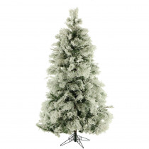 Fraser Hill Farm 7.5 ft. Unlit Flocked Snowy Pine Artificial Christmas Tree