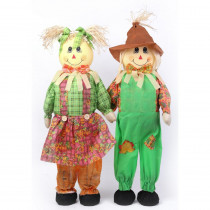 Gardenised 36 in. Standing Scarecrow Sister and Brother Set