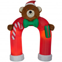 Gemmy Holiday 11 ft. H x 8 ft. W Animated Inflatable Airblown Plush Teddy Bear Archway with Wiggling Bow Tie