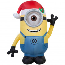 Gemmy 42 in. H Inflatable Minion Stuart with Santa Hat