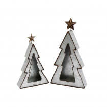 Gerson S/2 Metal Holiday Tree Candle Holders