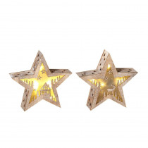 Gerson S/2 8 in. H Lighted Wood Winter Stars