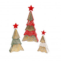 Gerson S/3 17.25 in. H Wood and Metal Holiday Trees