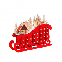 Gerson 14.57 in. H Lighted Sleigh Advent Countdown to Christmas Calendar