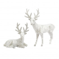 Gerson S/2 21.26 in. H White Jeweled Reindeer Figurines