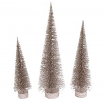 Gerson S/3 36 in. H Champagne Holiday Bottle Brush Trees