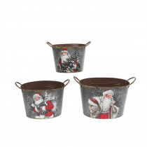 Gerson 11.25 in. H Holiday Containers with Santa Design