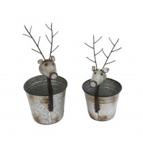 Gerson S/2 18.5 in. H Rustic Metal Deer Containers