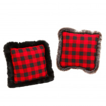 Gerson 16 in. Red and Black Buffalo Plaid Holiday Throw Pillows