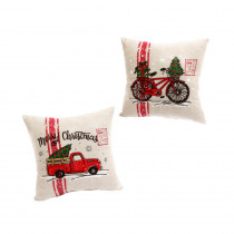 Gerson 15 in. Holiday Truck and Bicycle Throw Pillows