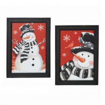 Gerson 19 in. H Wooden Painted Snowman Holiday Wall Hangings