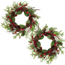 Gerson 22 in. D Holiday Pine and Cedar Wreaths (Set of 2)