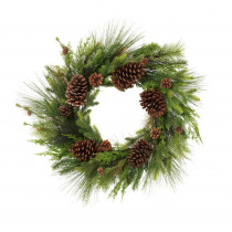 Gerson 26 in. D Pine and Assorted Pine Cone Wreath