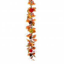 Gerson 5 ft. Harvest Garland with Velvet Pumpkins and Pinecone and Berry Accents
