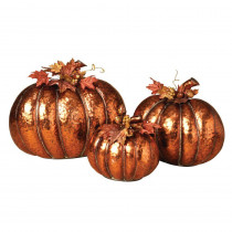 Gerson Metal Copper Finish Nested Pumpkins (Set of 3)