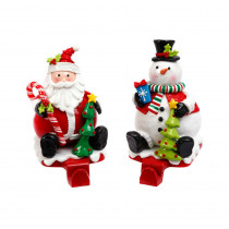 Gerson S/2 Snowman and Santa Stocking Holders