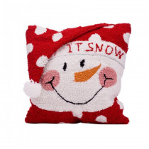 Glitzhome 14 in. Hooked Pillow, Snowman