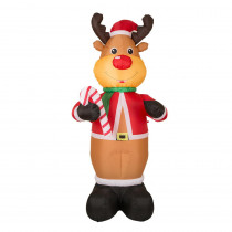 Glitzhome 7.87 ft. L Lighted Inflatable Reindeer Decor