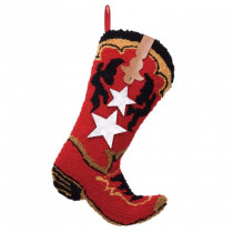 Glitzhome 20.69  in. H Hooked Stocking Red Boot