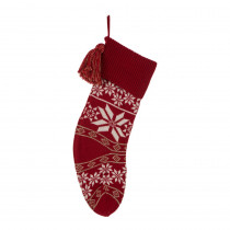 Glitzhome 24 in.H Knited Acrylic Christmas Stocking with Snowflake