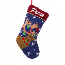 Glitzhome 19 in. Polyester/Acrylic Hooked Christmas Stocking with Reindeer