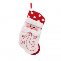 Glitzhome 20 in. Polyester/Acrylic Hooked 3D Santa Christmas Stocking