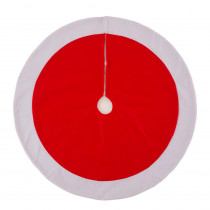 Glitzhome 42 in. D Felt Christmas Tree Skirt  in Traditional Red and White