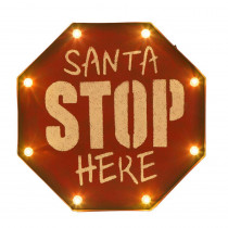 Glitzhome Marquee Santa STOP Sign