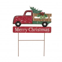 Glitzhome 24.02 in. H Iron/Wooden Christmas Truck Yard Stack