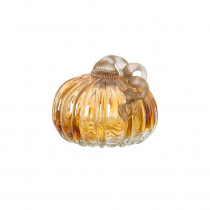 Glitzhome 4.72 in. H Pumpkin Crackle Glass Short in Amber