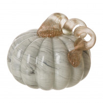 Glitzhome 4.13 in. H Pumpkin Marble Small Short Glass in Gray