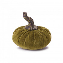 Glitzhome 4.72 in. Velvet Dark Green Small Pumpkin