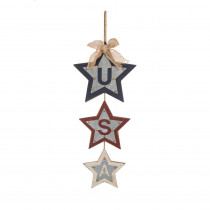 Glitzhome 24.8 in. H Galvanized Iron/Wooden Studded Star Dangle Sign