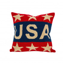 Glitzhome 18 in. H Hooked Patriotic Pillow Cover