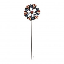 Glitzhome 62.5 in. H Iron Flag Double-Side Windmill
