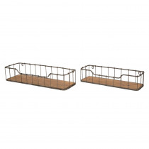 Glitzhome 4.92 in. Wooden/Iron Industrial Wall Shelf (Set of 2)