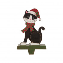 Glitzhome 7.76 in. H Wooden Metal Christmas Stocking Holder Cat