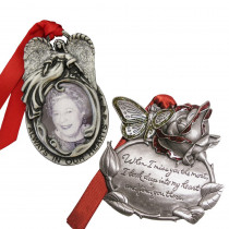 Gloria Duchin Angel Frame and Rose Memorial Ornament Set