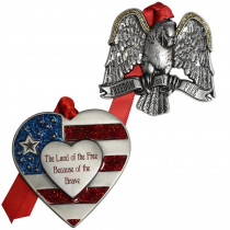 Gloria Duchin Patriotic Heart and Eagle Ornament Set